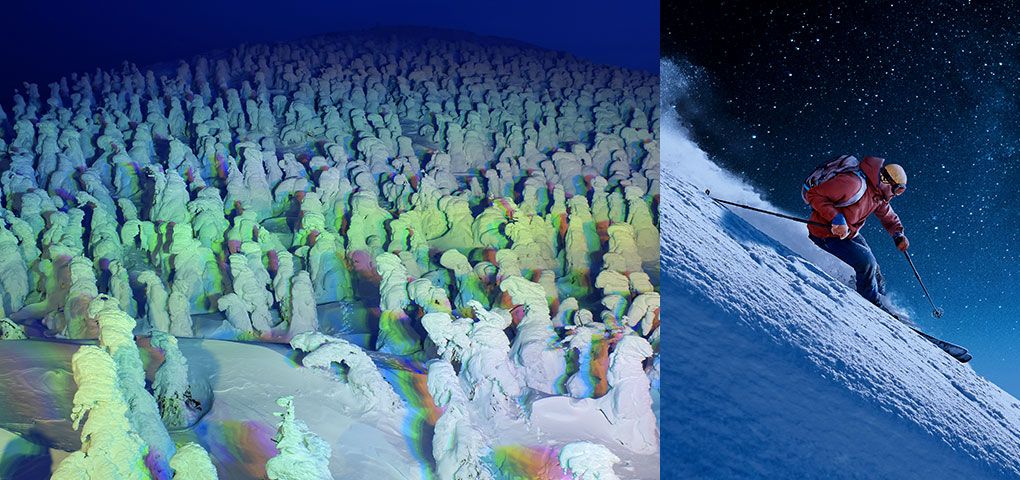 「ナイタースキー」「樹氷ライトアップ」